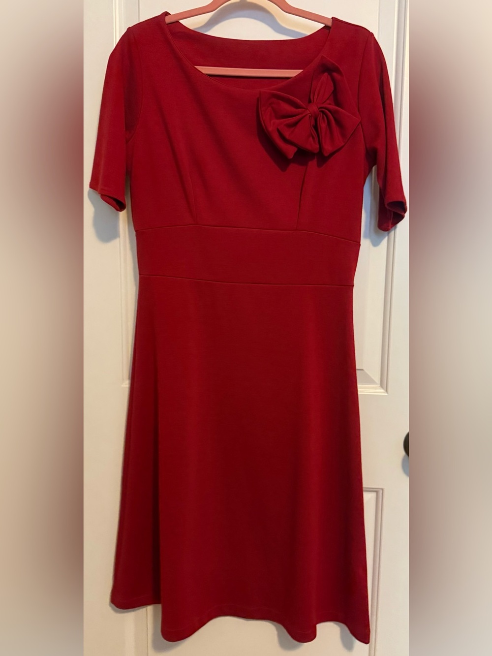 Vintage Shabby Apple Ponte Dress w/ Bow — M